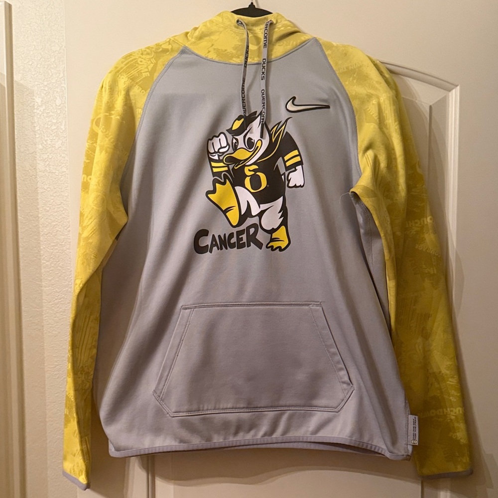 Nike Yellow and Gray Oregon Ducks Fight (Stomp Out) Cancer Hoodie